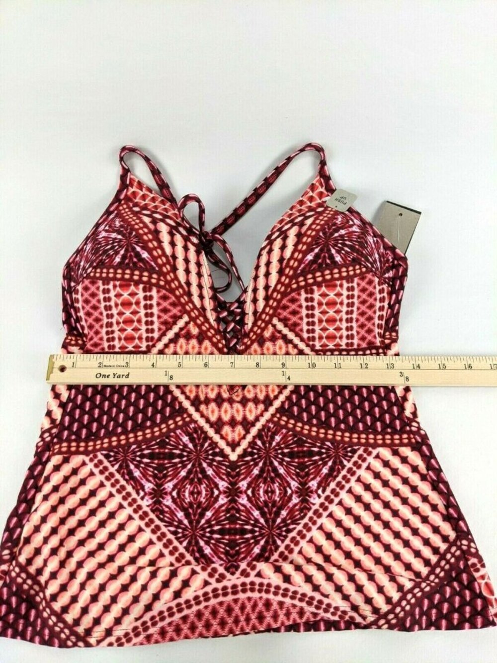 Kenneth Cole Womens Size M Geometric Swimsuit Tankini Tummy Toner Push Up Nwt - Picture 4 of 8